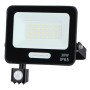 LED prožektorius, juodas, PIR jutiklis, 30W, 120°, neutrali balta šviesa
