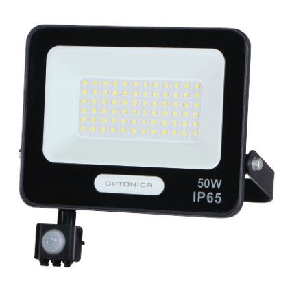 LED prožektorius, juodas, PIR jutiklis, 50W, 120°, šalta balta šviesa LED prožektorius, juodas, PIR jutiklis, 50W, 120°, šalta balta šviesa