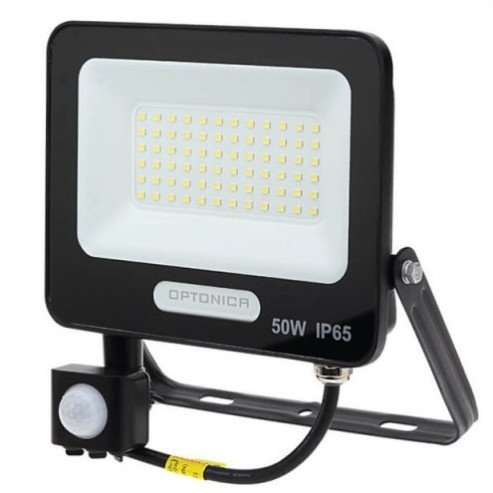 LED prožektorius, juodas, PIR jutiklis, 50W, 120°, šalta balta šviesa LED prožektorius, juodas, PIR jutiklis, 50W, 120°, šalta balta šviesa