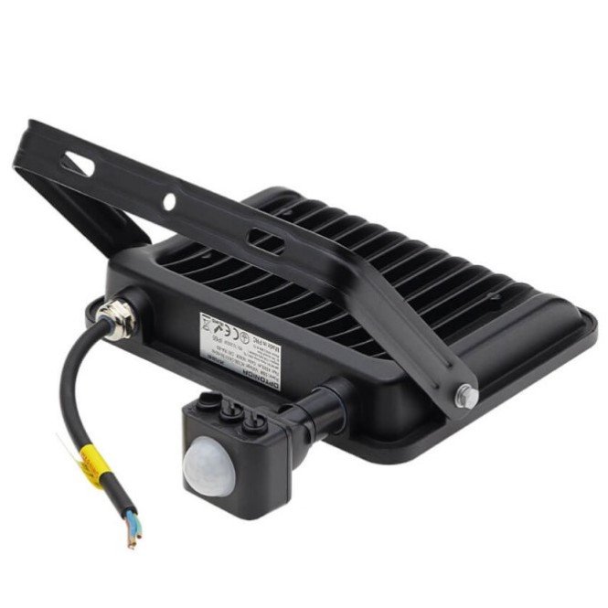 LED prožektorius, juodas, PIR jutiklis, 50W, 120°, šalta balta šviesa LED prožektorius, juodas, PIR jutiklis, 50W, 120°, šalta balta šviesa
