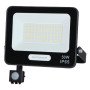 LED prožektorius, juodas, PIR jutiklis, 50W, 120°, neutrali balta šviesa