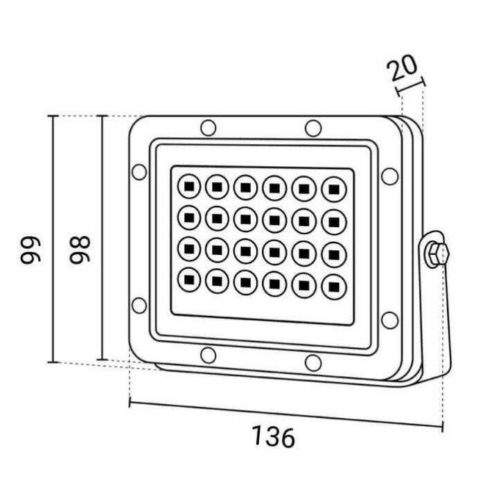 LED prožektorius, baltas, 100Lm/W, 20W, šalta balta šviesa