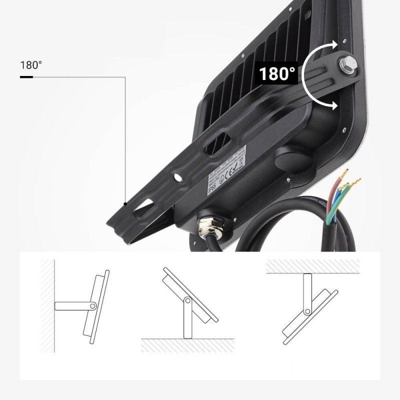LED prožektorius, juodas, 100Lm/W, 50W, šalta balta šviesa LED prožektorius, juodas, 100Lm/W, 50W, šalta balta šviesa