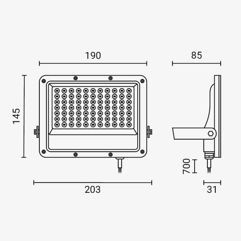 LED prožektorius, juodas, 100Lm/W, 50W, neutrali balta šviesa