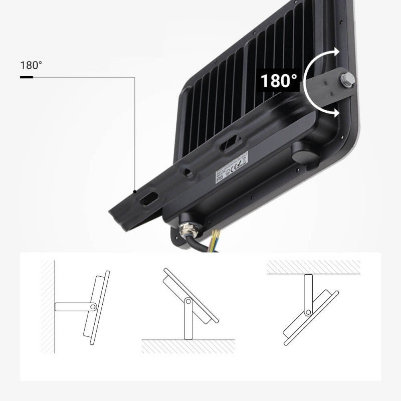 LED prožektorius, juodas, 100Lm/W, 100W, šalta balta šviesa LED prožektorius, juodas, 100Lm/W, 100W, šalta balta šviesa