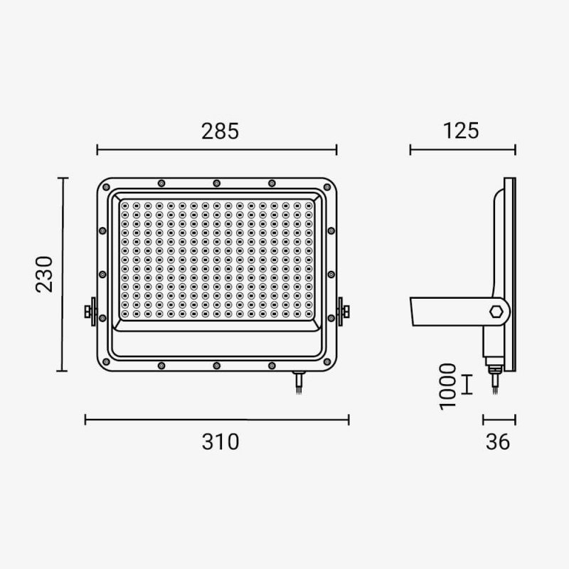 LED prožektorius, juodas, 100Lm/W, 150W, šalta balta šviesa