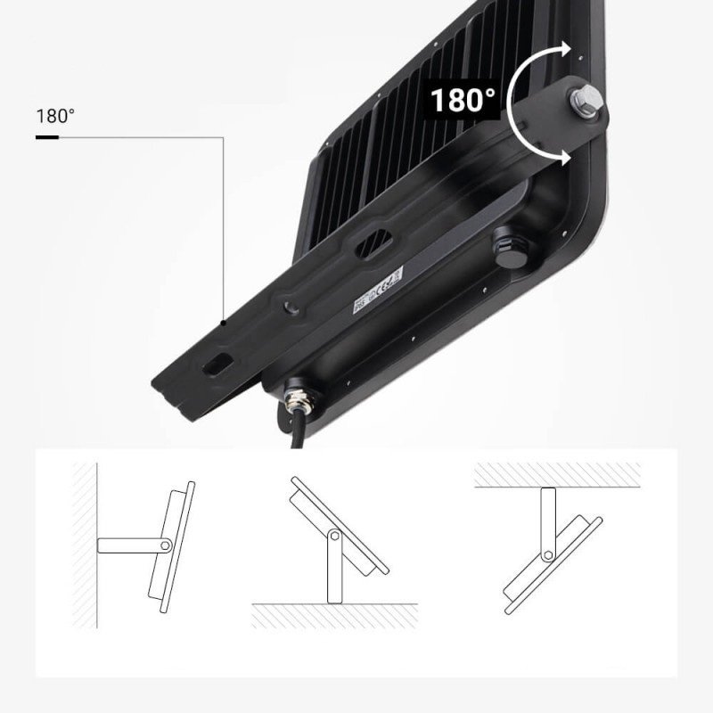 LED prožektorius, juodas, 100Lm/W, 150W, neutrali balta šviesa