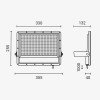 LED prožektorius, juodas, 140Lm/W, 200W, šalta balta šviesa