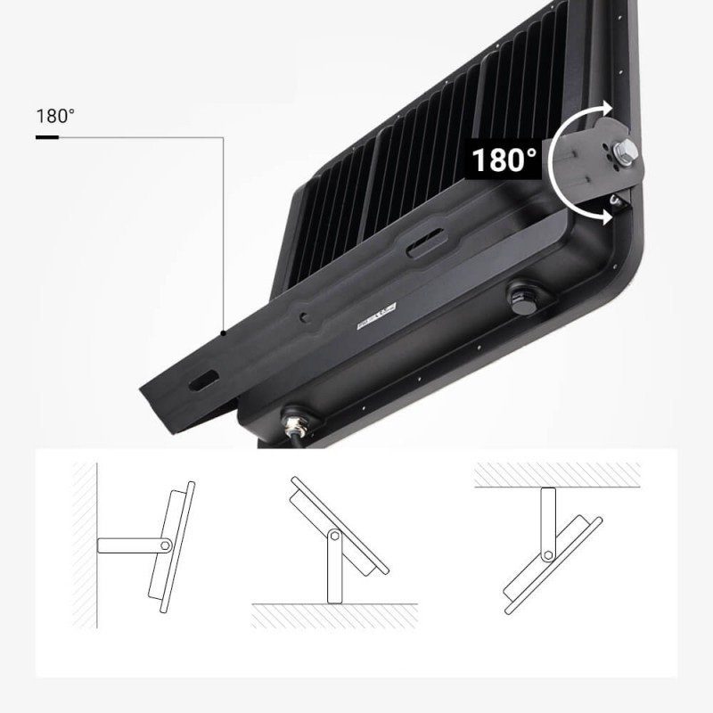 LED prožektorius, juodas, 140Lm/W, 300W, šalta balta šviesa