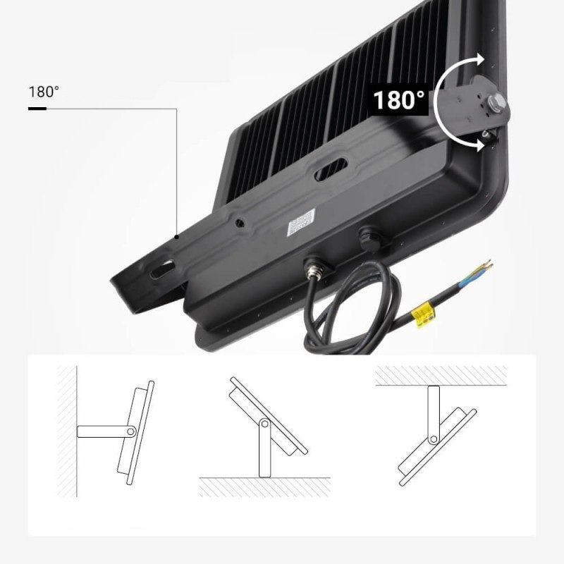 LED prožektorius, juodas, 140Lm/W, 400W, neutrali balta šviesa