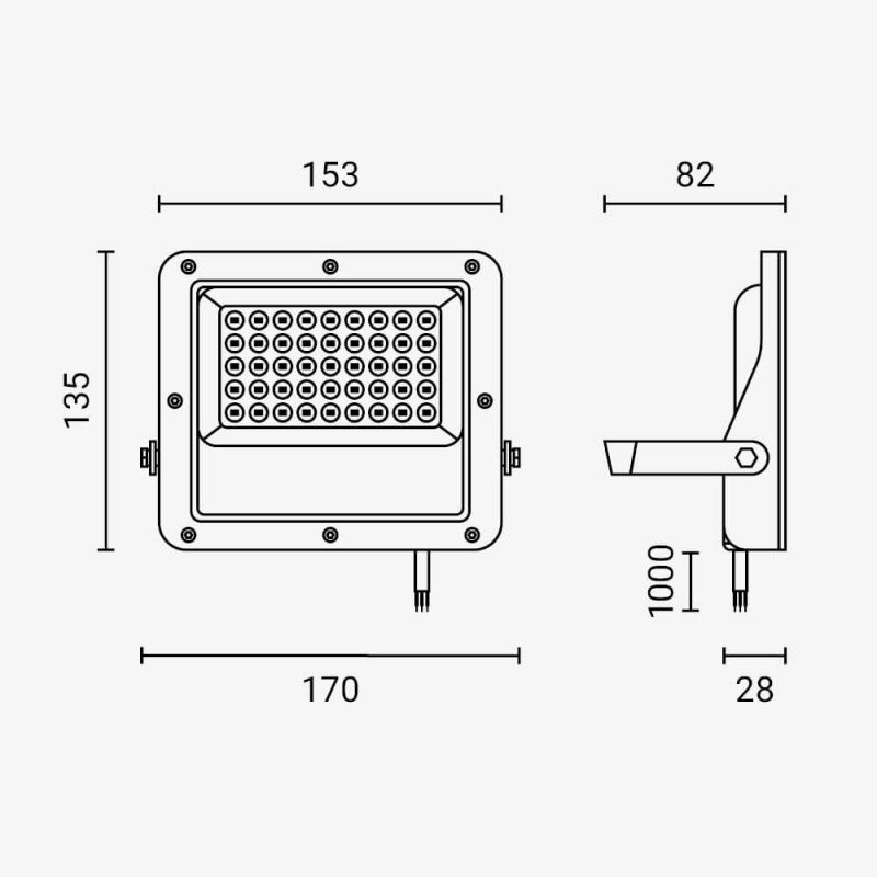 LED prožektorius, pilkas, 100Lm/W, 30W, neutrali balta šviesa