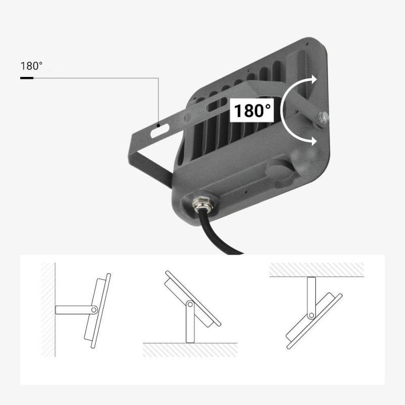 LED prožektorius, pilkas, 100Lm/W, 50W, neutrali balta šviesa