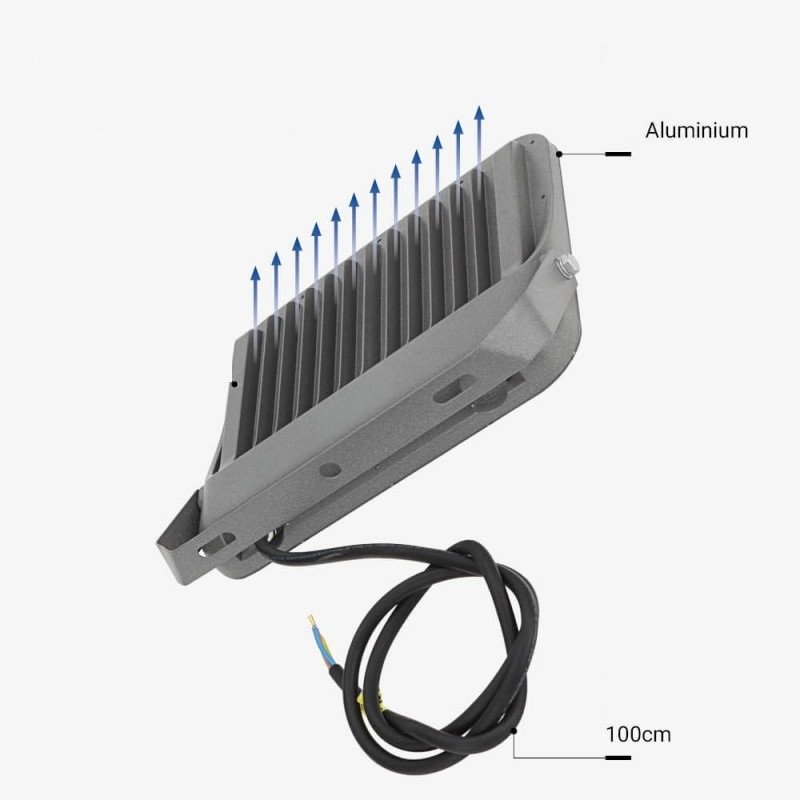 LED prožektorius, pilkas, 100Lm/W, 100W, neutrali balta šviesa
