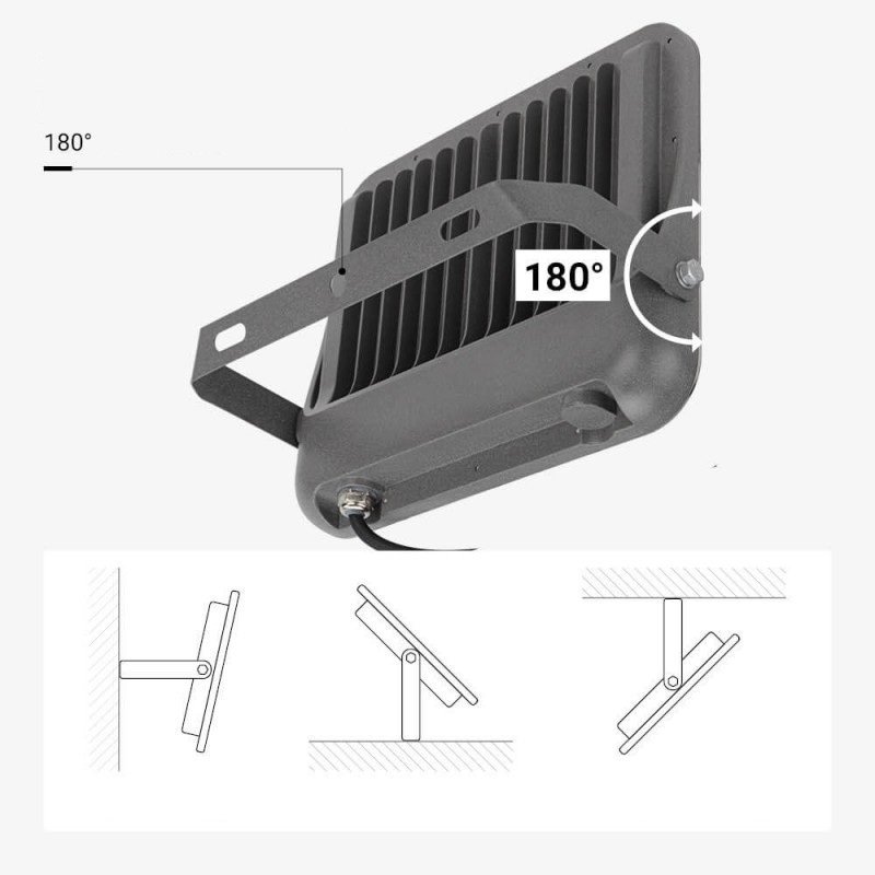 LED prožektorius, pilkas, 100Lm/W, 100W, neutrali balta šviesa