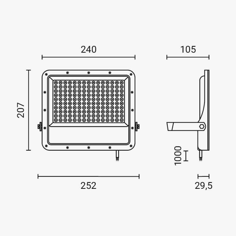 LED prožektorius, pilkas, 100Lm/W, 100W, neutrali balta šviesa