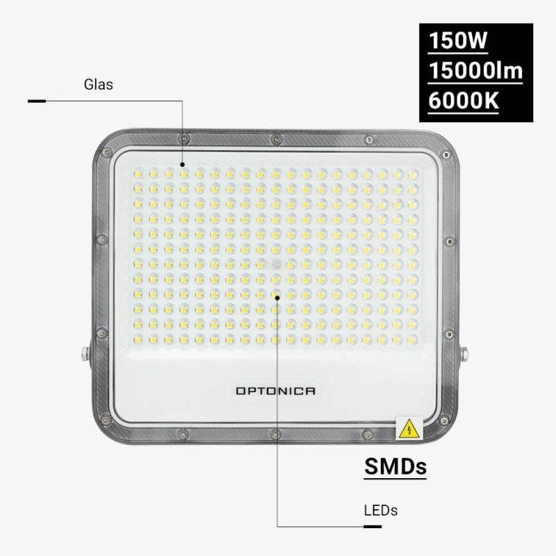LED prožektorius, pilkas, 100Lm/W, 150W, neutrali balta šviesa