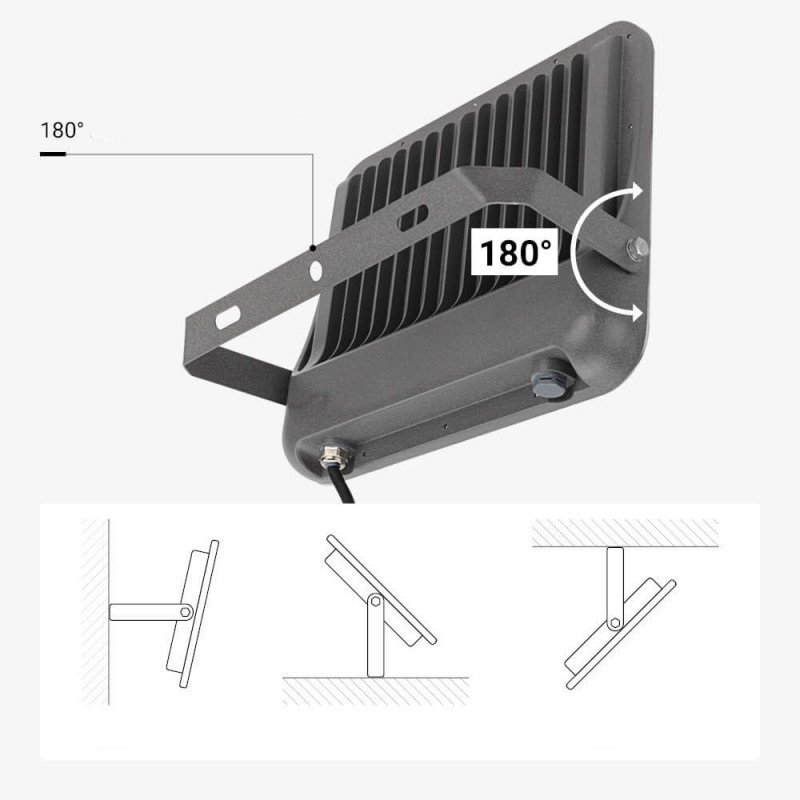 LED prožektorius, pilkas, 100Lm/W, 150W, neutrali balta šviesa