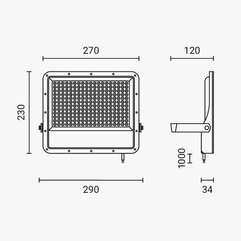 LED prožektorius, pilkas, 100Lm/W, 150W, neutrali balta šviesa