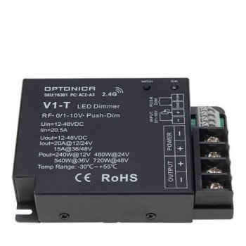 LED pastovios įtampos maitinimo valdiklis, 12-24V, 20A, 1 kanalas, nuotolinis valdymas