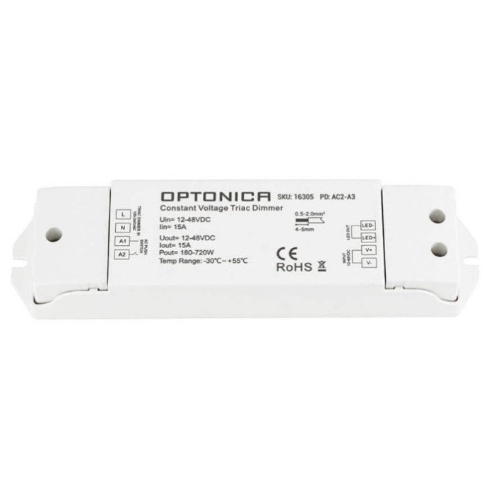 LED TRIAC maitinimo valdiklis, 12-48V, 15A/1kan.