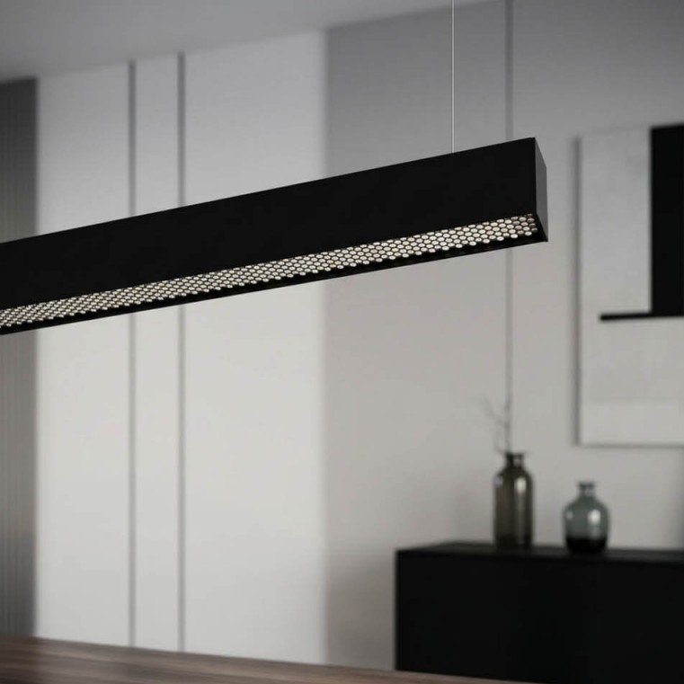 LED linijinis šviestuvas, 38W, juodas, CCT, juodo korio gaubtas