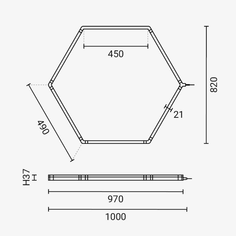 LED korys (hexagon), 1HEX, 42W, šalta balta šviesa LED korys (hexagon), 1HEX, 42W, šalta balta šviesa