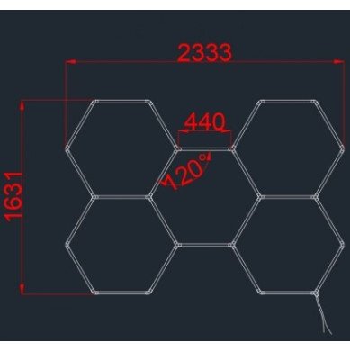 LED korys (hexagon), 5HEX, 192W, šalta balta šviesa LED korys (hexagon), 5HEX, 192W, šalta balta šviesa