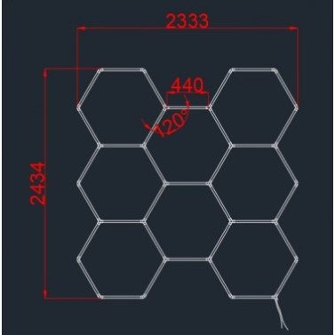 LED korys (hexagon), 8HEX, 280W, šalta balta šviesa