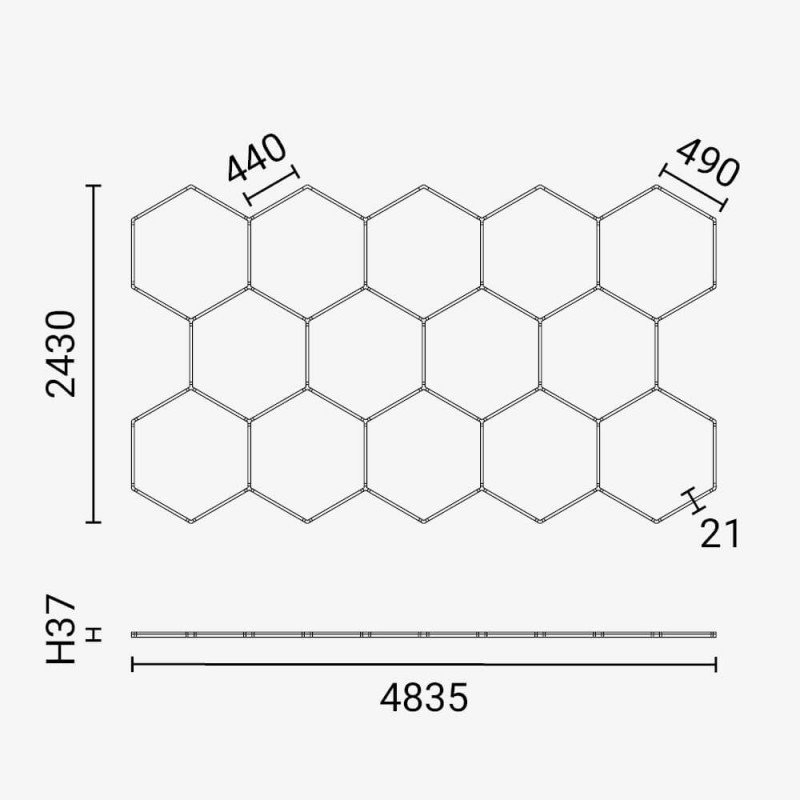 LED korys (hexagon), 14HEX, 456W, šalta balta šviesa LED korys (hexagon), 14HEX, 456W, šalta balta šviesa