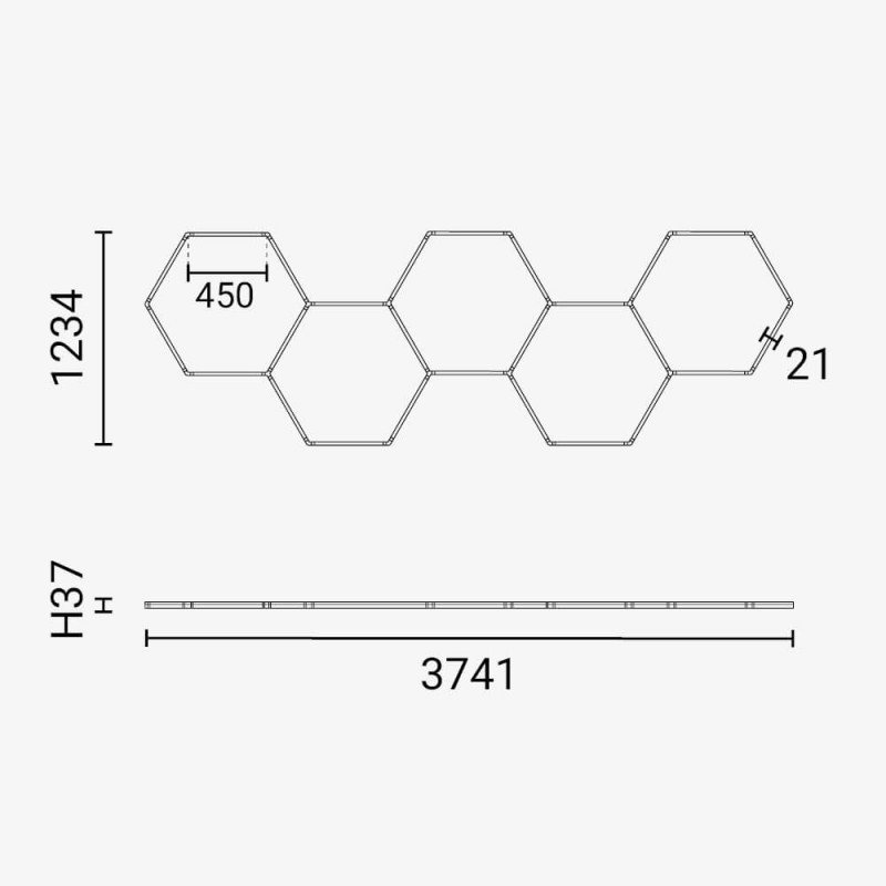 LED korys (hexagon), 5HEX, 203W, šalta balta šviesa