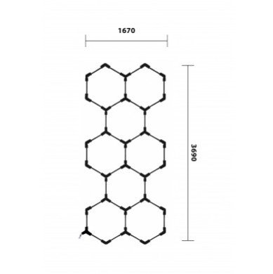 LED korys (hexagon), 8HEX, 259W, šalta balta šviesa