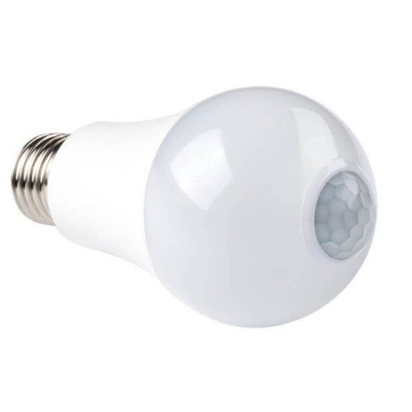 LED lemputė E27 7W, PIR jutiklis, neutrali balta šviesa LED lemputė E27 7W, PIR jutiklis, neutrali balta šviesa