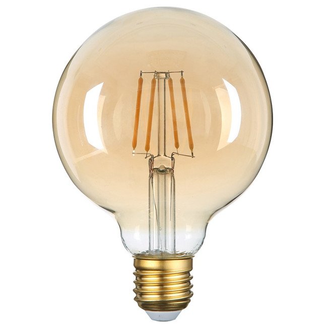 LED lemputė E27 G95 4W, auksinė, šilta balta šviesa