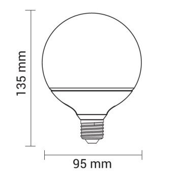 LED lemputė E27 G95 12W, šilta balta šviesa