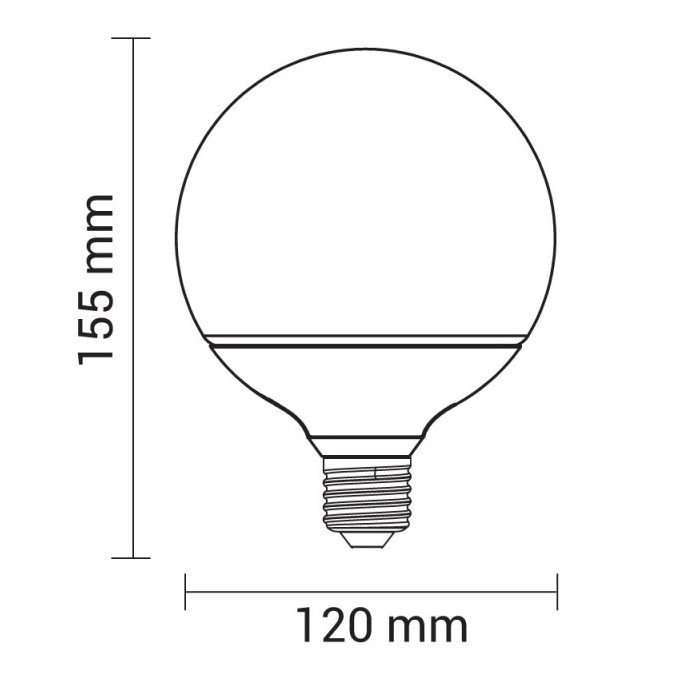 LED lemputė E27 G120 15W, šilta balta šviesa