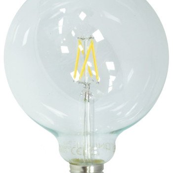 LED lemputė E27 G125 6.5W, šilta balta šviesa