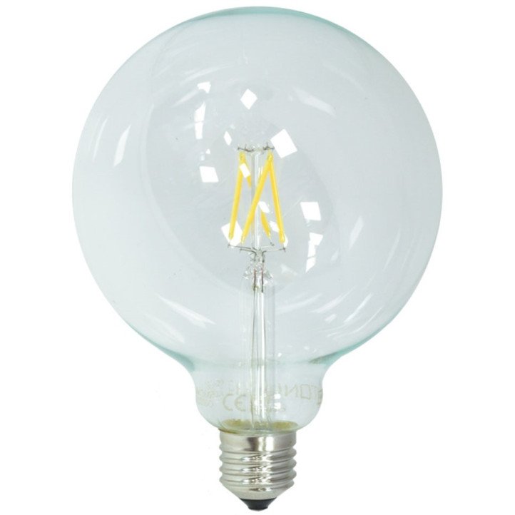 LED lemputė E27 G125 6.5W, šilta balta šviesa