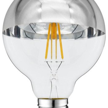 LED lemputė E27 G95 4W, pusiau sidabrinė, šilta balta šviesa