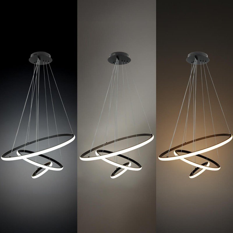 LED pakabinamas šviestuvas, 78W, juodas, dimeriuojamas, nuotolinis valdymas, CCT LED pakabinamas šviestuvas, 78W, juodas, dimeriuojamas, nuotolinis valdymas, CCT