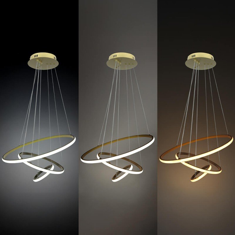 LED pakabinamas šviestuvas, 78W, šlifuotas auksas, dimeriuojamas, nuotolinis valdymas, CCT