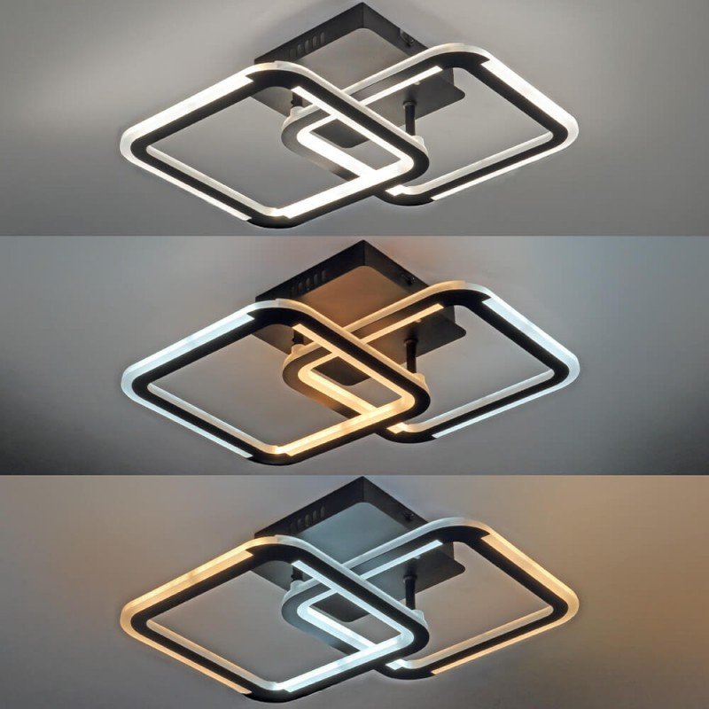 LED lubų šviestuvas, 30W, juodas, dimeriuojamas, nuotolinis valdymas, CCT