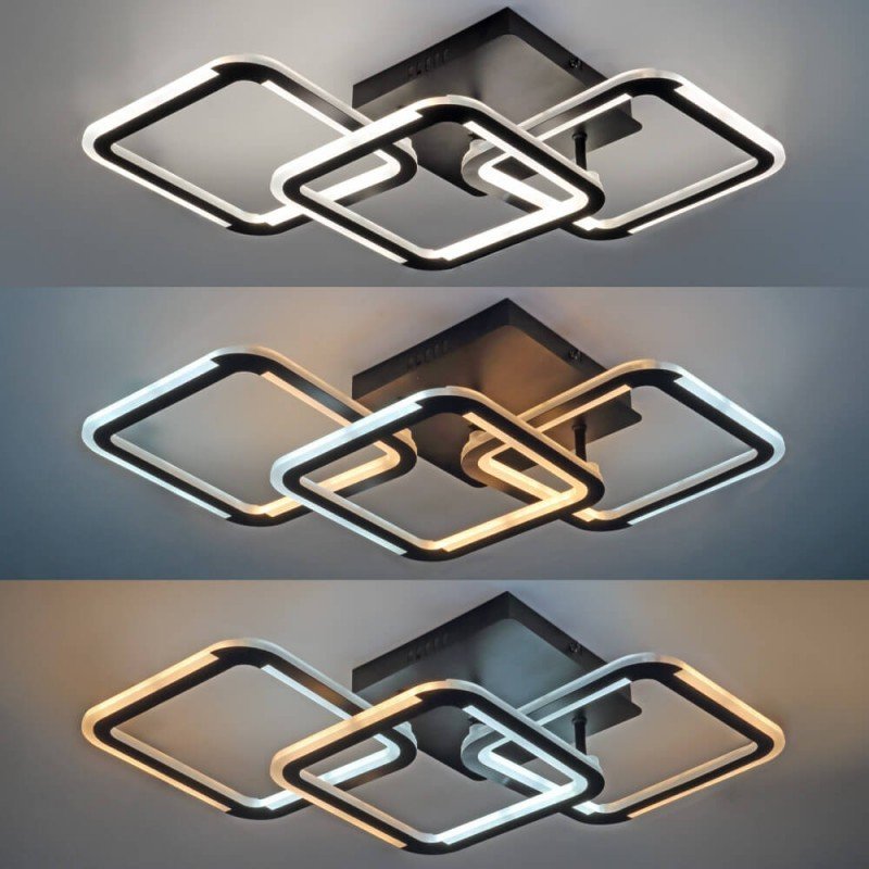 LED lubų šviestuvas, 45W, juodas, dimeriuojamas, nuotolinis valdymas, CCT
