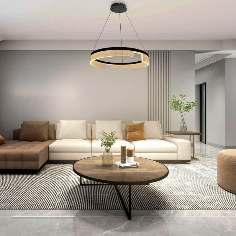 LED pakabinamas šviestuvas, 23W, juodas smėlis, šilta balta šviesa