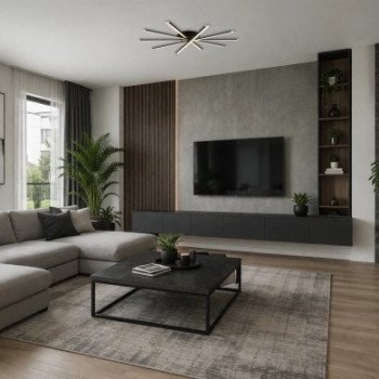 LED lubų šviestuvas, 50W, juodas, šilta balta šviesa