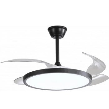 LED lubų šviestuvas/ventiliatorius, 36W, CCT šviesa, juodas, plonas, nuotolinis valdymas