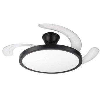 LED lubų šviestuvas/ventiliatorius, 36W, CCT šviesa, juodas, plonas, nuotolinis valdymas