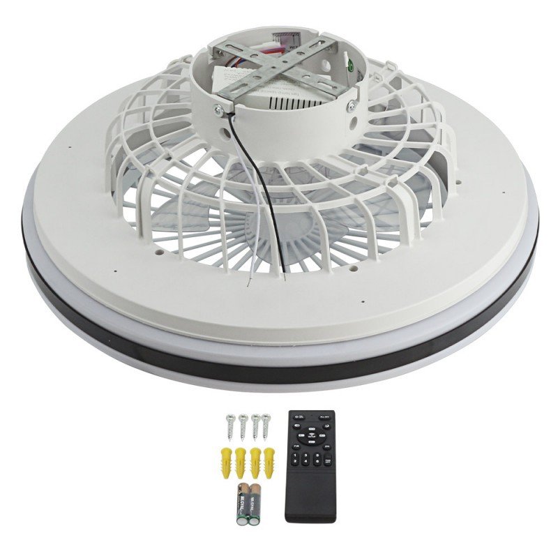 LED lubų šviestuvas/ventiliatorius, 36W, CCT šviesa, baltas/juodas, nuotolinis valdymas LED lubų šviestuvas/ventiliatorius, 36W, CCT šviesa, baltas/juodas, nuotolinis valdymas