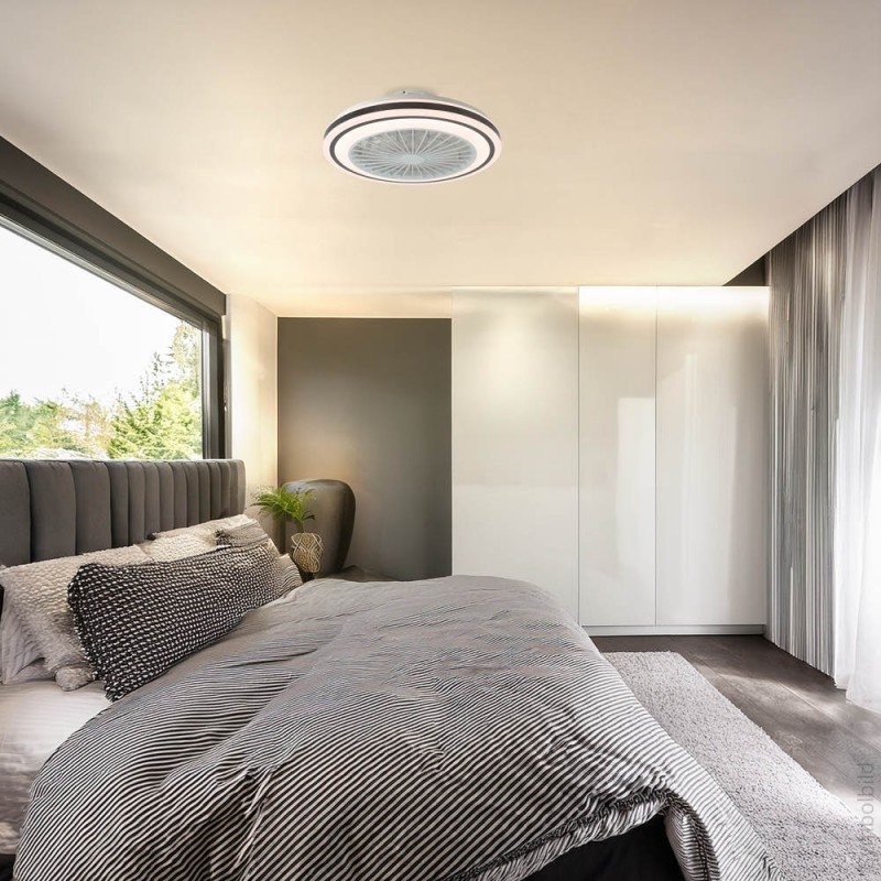 LED lubų šviestuvas/ventiliatorius, 36W, CCT šviesa, baltas/juodas, nuotolinis valdymas LED lubų šviestuvas/ventiliatorius, 36W, CCT šviesa, baltas/juodas, nuotolinis valdymas