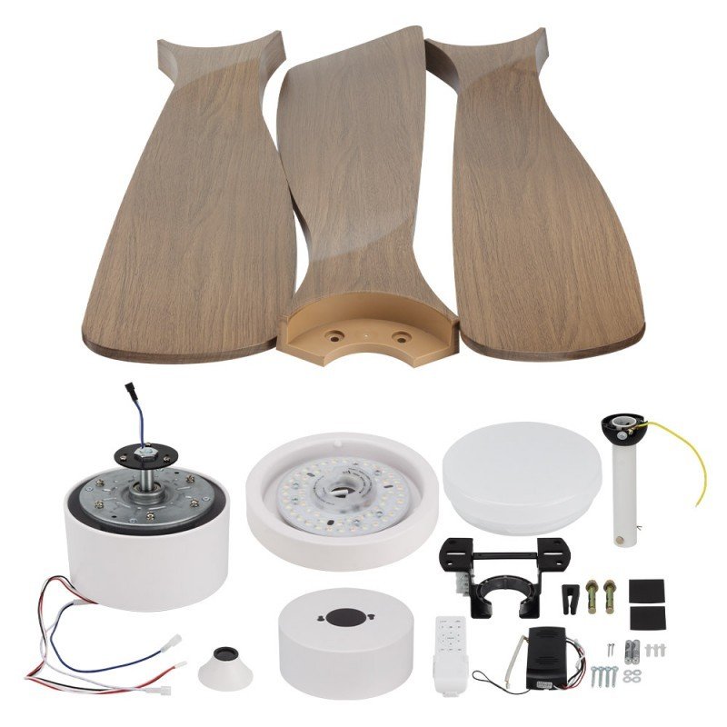 LED lubų šviestuvas/ventiliatorius, 18W, CCT šviesa, baltas/medis, nuotolinis valdymas LED lubų šviestuvas/ventiliatorius, 18W, CCT šviesa, baltas/medis, nuotolinis valdymas