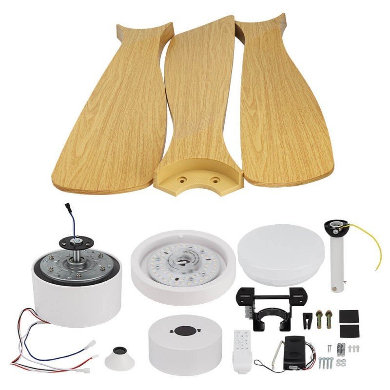 LED lubų šviestuvas/ventiliatorius, 18W, CCT šviesa, baltas/medis, nuotolinis valdymas LED lubų šviestuvas/ventiliatorius, 18W, CCT šviesa, baltas/medis, nuotolinis valdymas